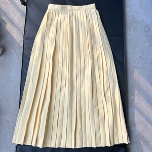 Vintage Ralph Lauren 100% Wool Pleated Long Skirt Butter Yellow XS Made in USA